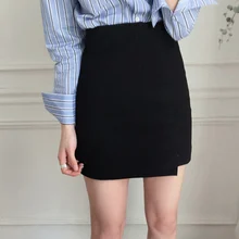 Новинка, модная летняя женская юбка, однотонная, черная, сексуальная, высокая талия, трапециевидная, офисная, для девушек, повседневные мини-юбки