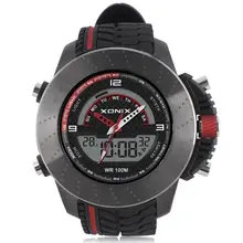 Мужские спортивные часы Цифровые кварцевые с двойным дисплеем hardlex водонепроницаемые 100m светодиодные многофункциональные наручные часы для активного отдыха