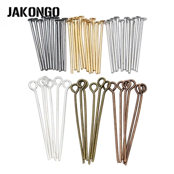 

6 Colors 200pcs/lot Eye Pins Head Pins T Needles For Beading 20mm 26mm 30mm 40mm Jewelry Findings for Making Bracelet Necklace