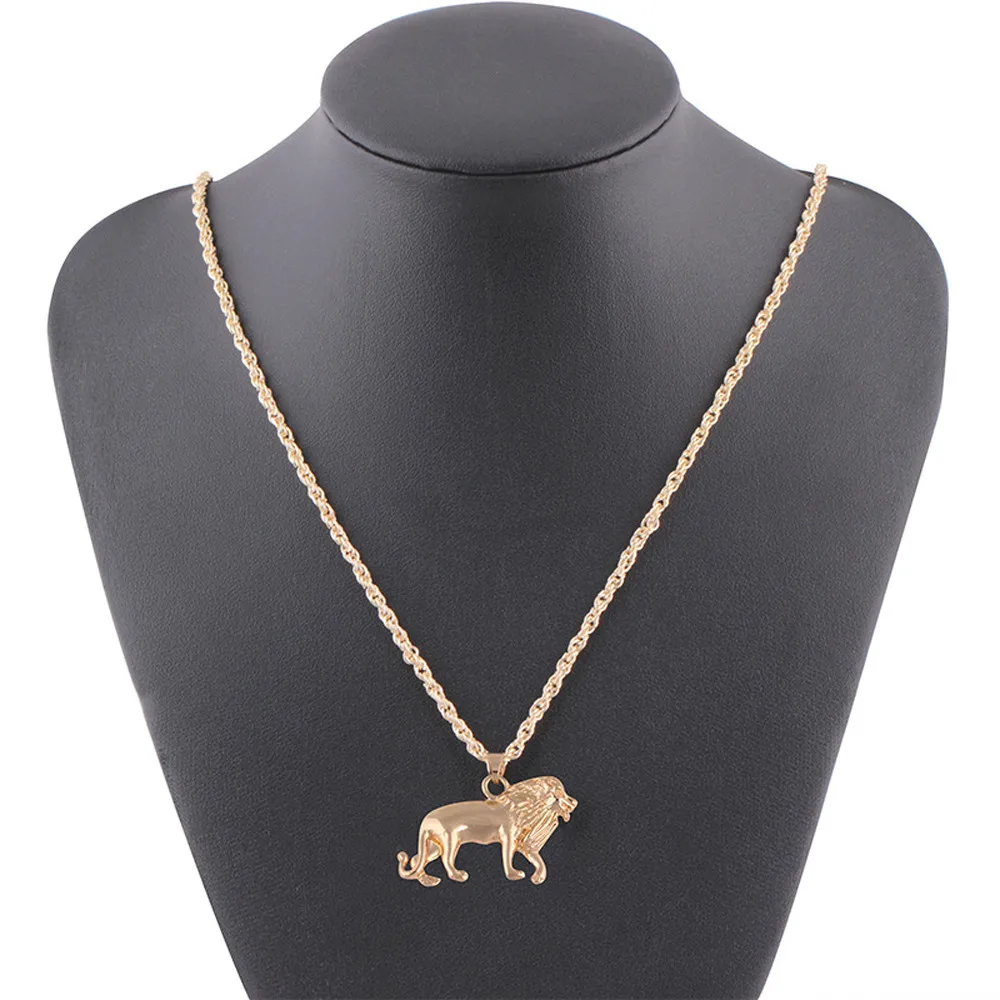 

New Golden Lion Gold Chain Head Bib Necklace Pendant Lion hip-hop Jewelry