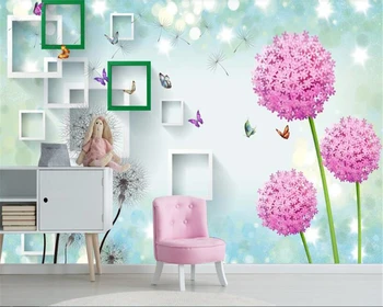 

beibehang wallpaper for walls 3 d Custom beautiful 3D dazzling dandelion wallpaper TV background wall papel de parede behang