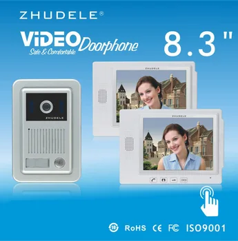 

ZHUDELE Top Quality Intercom System 8.3" Video Door Phone Touch Key Doorbell&IR 700TVL HD Home Security CCD Camera 1V2