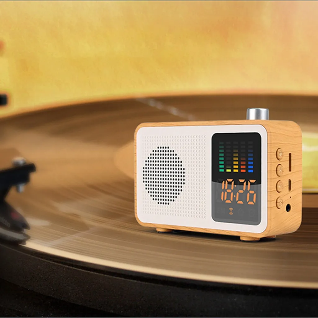 Bluetooth динамик с fm-радио музыкальный центр MIABOO Ретро деревянный цвет беспроводной bluetooth динамик радио с дисплеем времени# G4