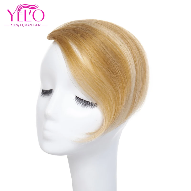 YELO Brazilian Remy Hair Clip In Bangs Human Hair Extensions 1b# 2# 4# 613# red# 27/613# Clip On Bangs Hair Topper