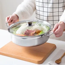 Кастрюля из нержавеющей стали с крышкой для супа, бытовая кухонная посуда, многофункциональная индукционная плита, газовая плита, кастрюля mx4091522