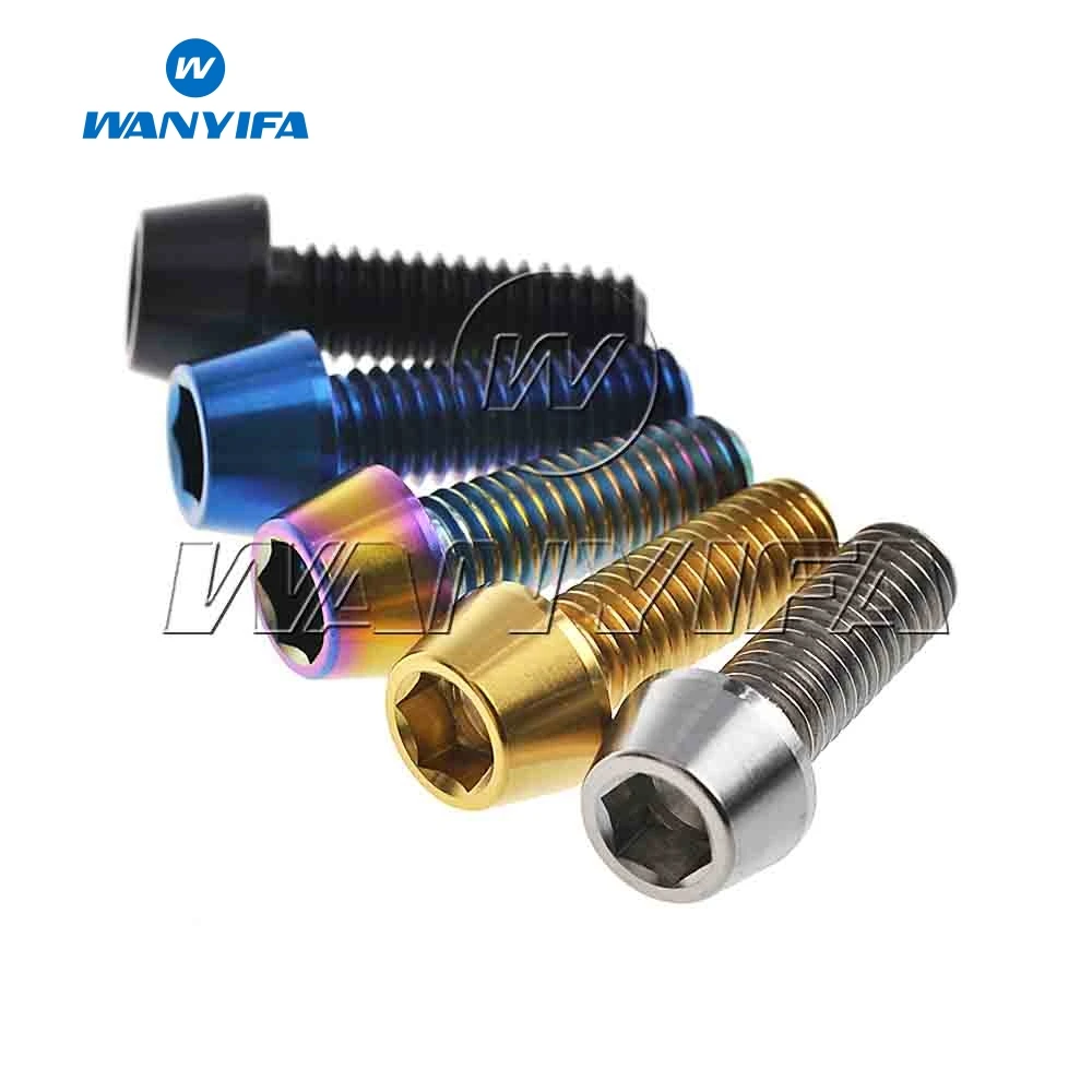 

Wanyifa 4pcs M6x16 18 20 25mm Titanium Alloy Bolt Tapered Head Screw for Cycling Bicycle Bike V-BRAKE & DISC BRAKE