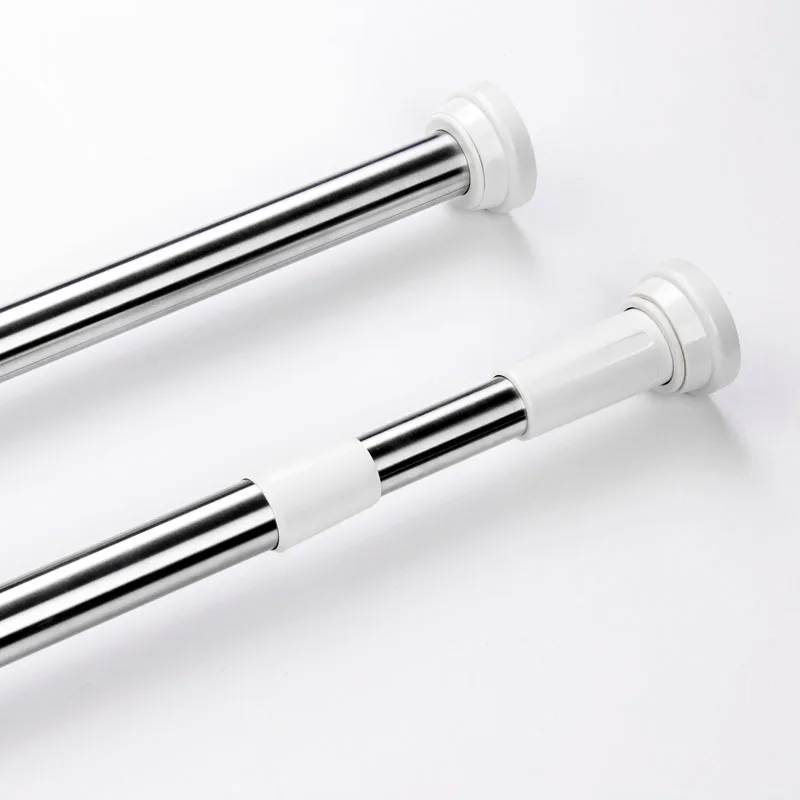 Reinforced type stainless steel retractable shower curtain rod