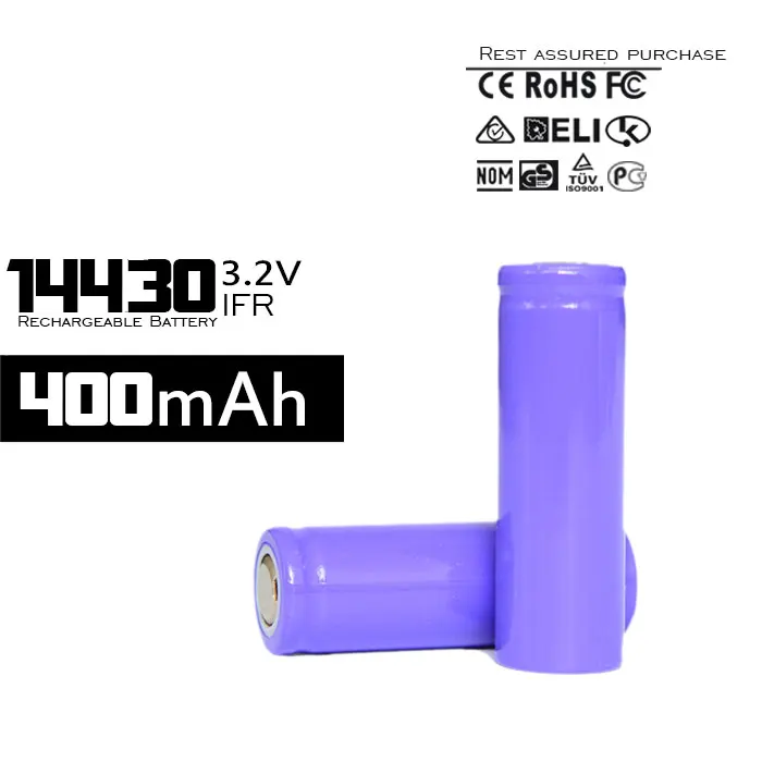 Бренд 4 шт нейтральный Lifepo 3,2 V 400mAh 14430 перезаряжаемые батареи реальная емкость батареи