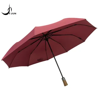 

Large three Folding Umbrella Rain woman Business Men Automatic Umbrellas Windproof Male Parasol red Blue And Black color parasol
