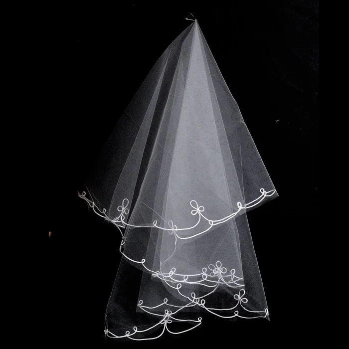 simple al por mayor de marfil blanco de tul velos de novia una capa de borde por encargo accesorios nupciales de la venta caliente para la boda del envio libre bridal accesories tulle wedding bridal accesories tulle wedding