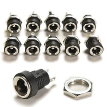 Mayitr 10 шт. DC разъем питания гнездовой панельный разъем высокого качества черный DC разъем питания 5,5x2,1 мм