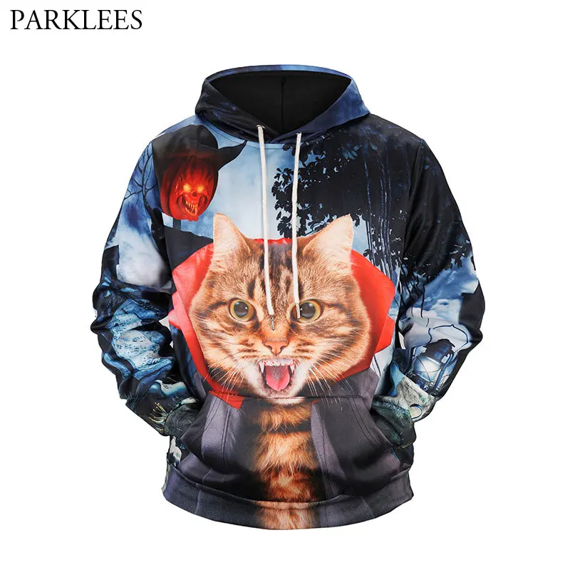 Buy Happy Halloween Hoodies Men Women 3D Funny Cat