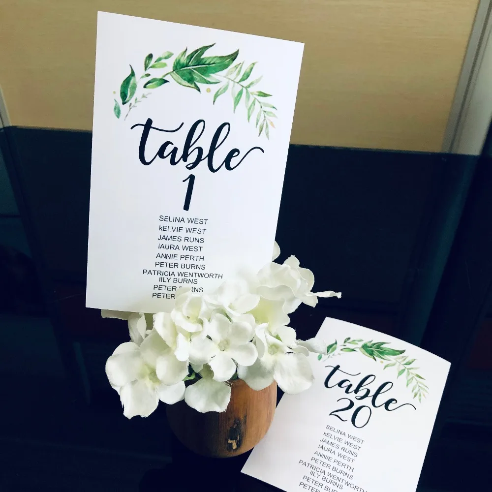 10 personalized wedding place card table names numbers
