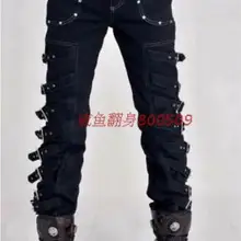 27-40! панк Мужская одежда Повседневная Подиум Япония visuele broek twee manieren bib broek комбинезоны zanger kostuums костюмы