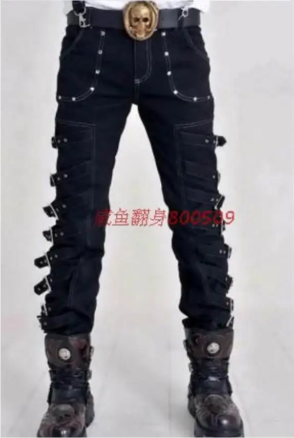 27-40! 2018 punk Mannen kleding casual podium Japan visuele broek twee manieren bib broek overalls zanger kostuums kostuums
