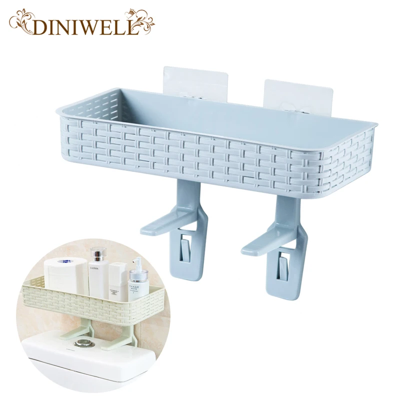

DINIWELL Plastic Bathroom Toilet Bowl Sundries Organizer Storage Rack Wall Hanging Shelf Space Saver