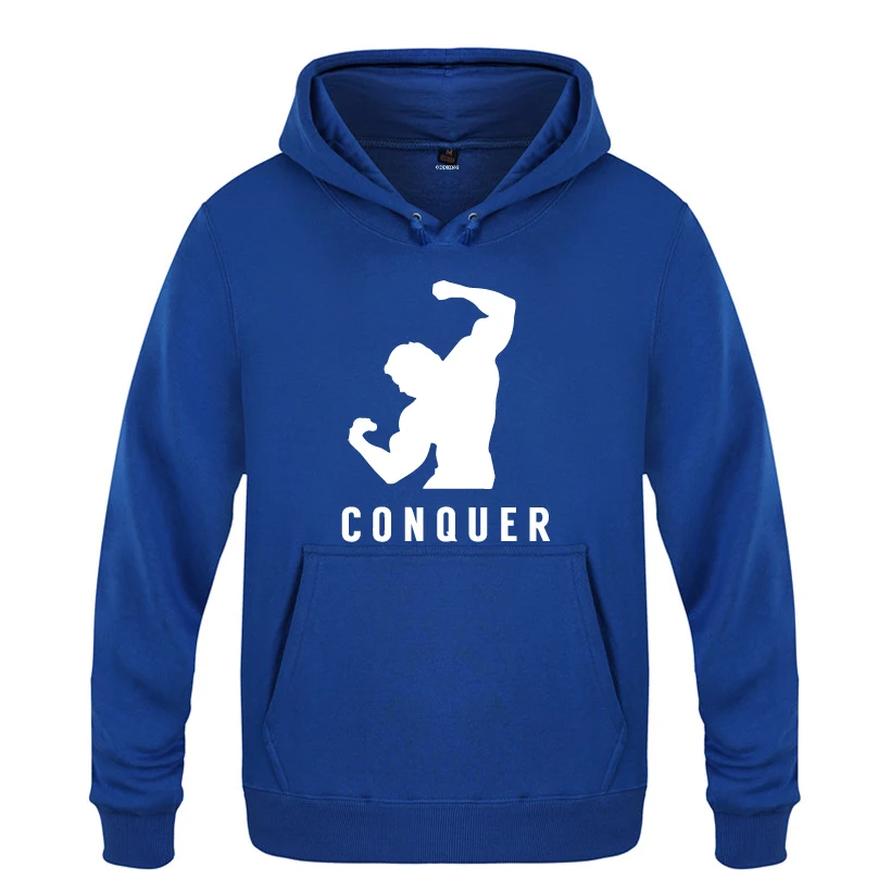 Best Conquer Fitness Creative Novelty Sweatshirts Men 2018 Mens Hooded Fleece Pullover Hoodies