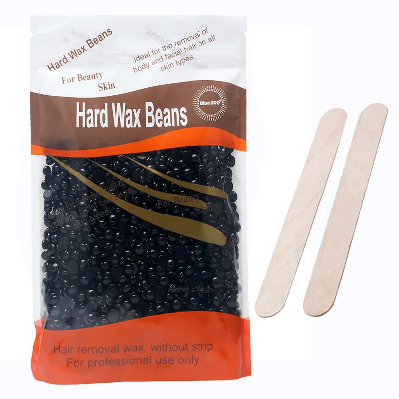 Black 300g Brazilian Hard Wax Beans Depilation Natural Health Creams Spatule Bois Painless Wax