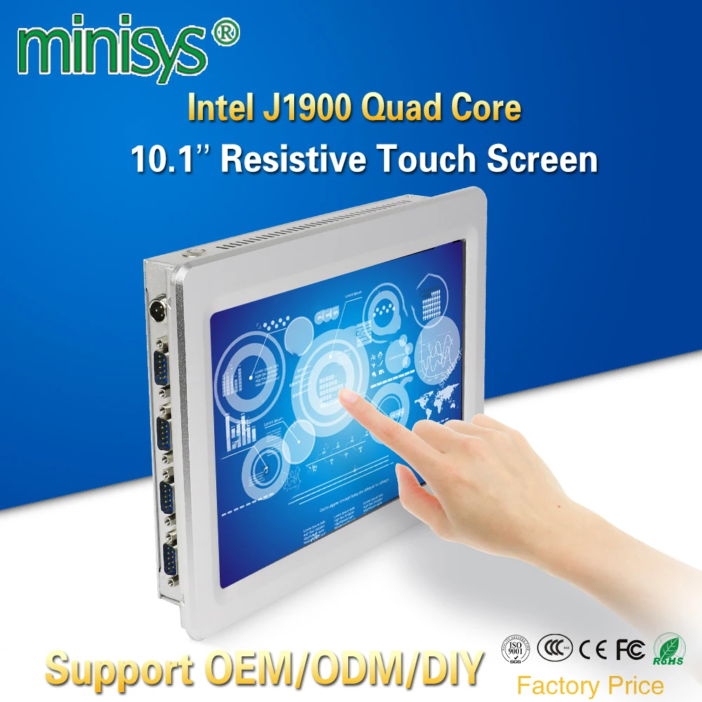 

Minisys Wall Mount 10.1'' Tablet PC Intel J1900 Dual NIC Industrial All In One PC Resistive Touch Screen Computer For Windows 10