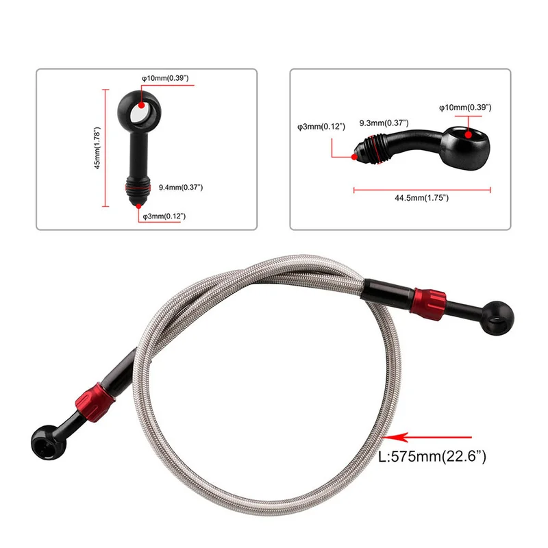 

575/945MM Motocross Woven Hydraulic Steel Brake Line Clutch Tubing Hose Resistant High Temperature Pressure Motorcycle Parts