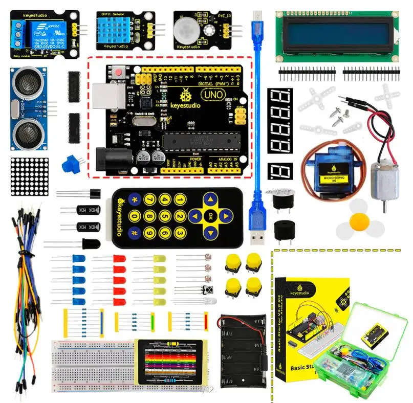 Новинка! Keyestudio базовый стартовый V2 комплект для Arduino UNOR3/Mega DIY проекты ж/Подарочная коробка - Цвет: KS0403(UNOR3 Board)
