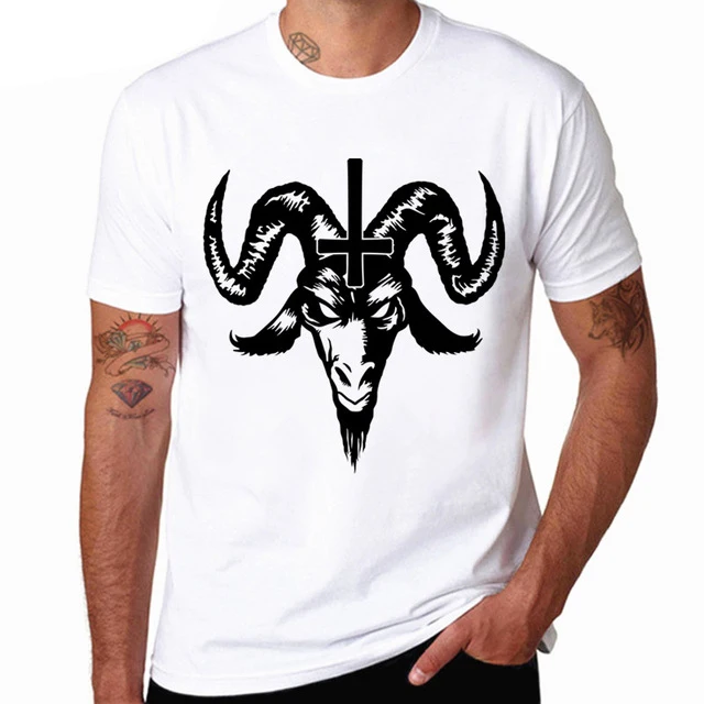 Модная мужская футболка с изображением Сатанинского козла Baphomet летняя круглым