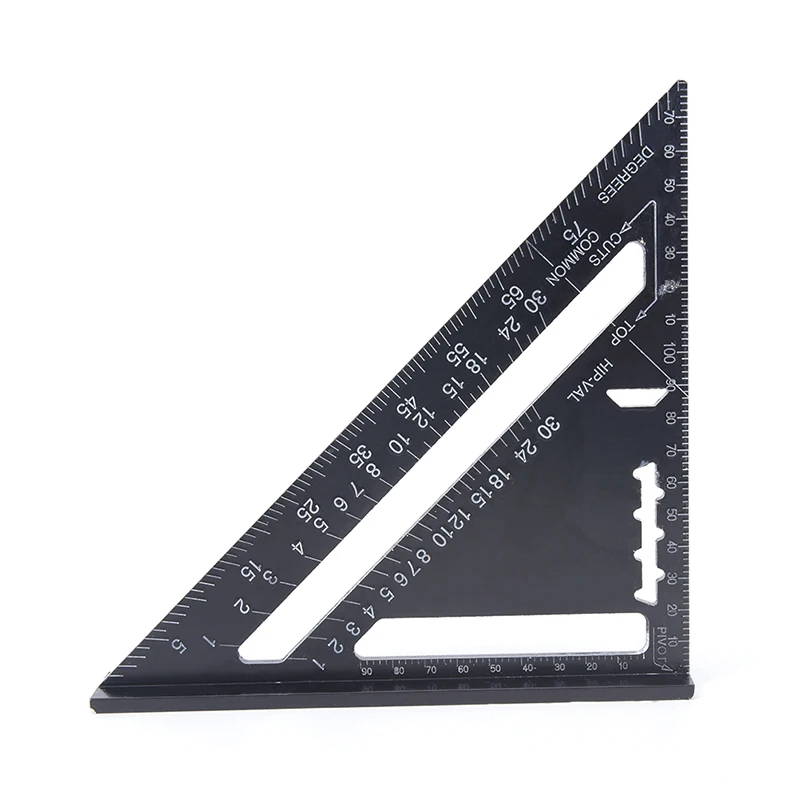 New 7 Inch Triangular Measuring Ruler Metric Aluminum Alloy Speed Square Roofing Triangle Angle Protractor Trammel Tester Tools