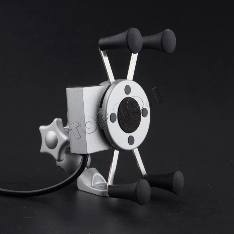

Aluminum Motorcycle Holder Stand Mount Bracket, Motorcycle Rear View Mirror with USB Charger Socket For Mobile Phone