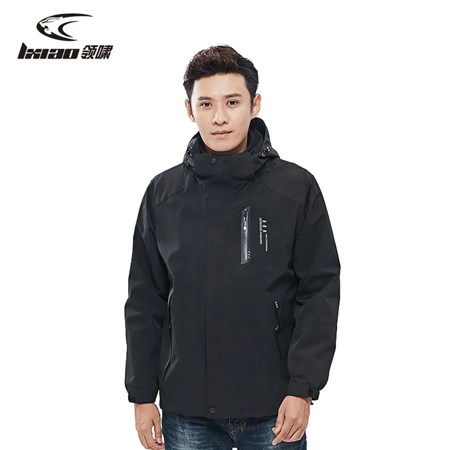 

LXIAO Winter Jacket Men Two Piece Set Softshell Fleece Thermal Jacket Men Outdoor Jacket Waterproof Trekking Camping Men Coat
