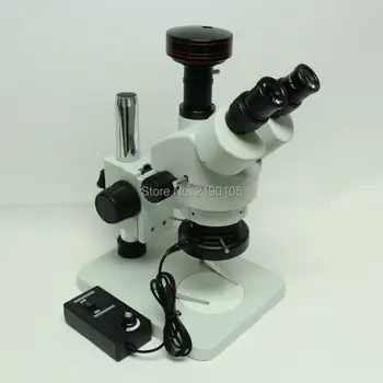 

Continue zoom binoculaire visuelle7-45Xtrinoculaire Microscope stereo + 5MPUSB video numerique Microscope industrie camera + LED