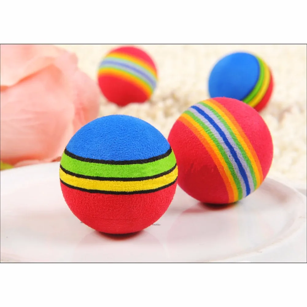 10pcs lot Super Q Rainbow Ball font b Pet b font Cat font b Toy b