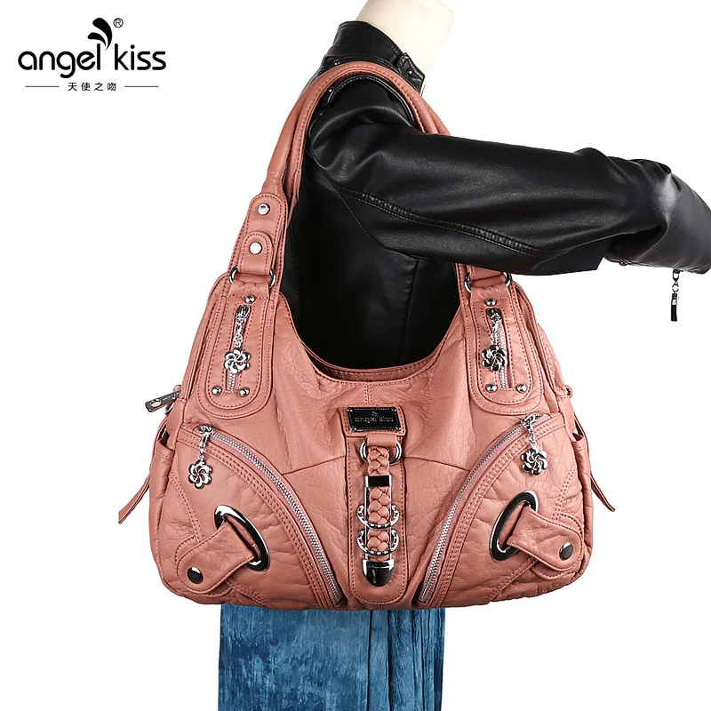 Angelkiss новая женская сумка-хобо из искусственной кожи высокого качества, дизайн, женские большие сумки на плечо для отдыха, повседневные сумки для покупок