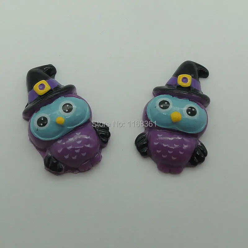 1pcs/lot resin flat back Halloween violet owl 31mm Cabochons Scrapbooking Hair Bow Center DIY Christmas decration C104-6