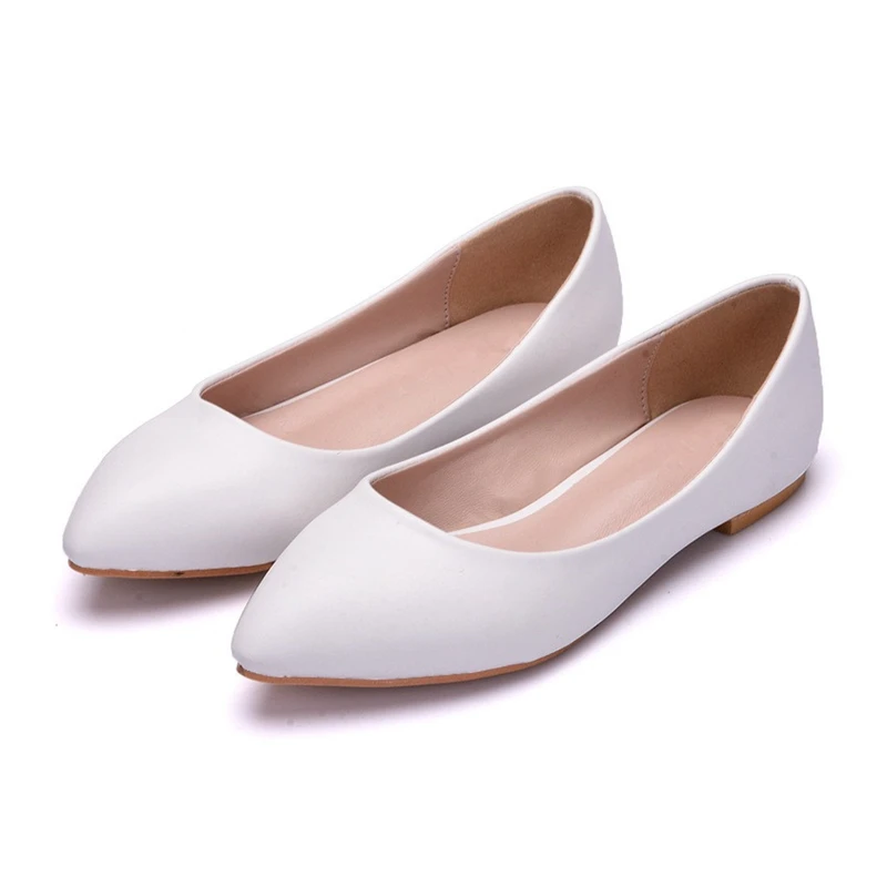 Concise Woman Wedding Party Pu Leather Dress Shoes Flats Ladies Slip On ...