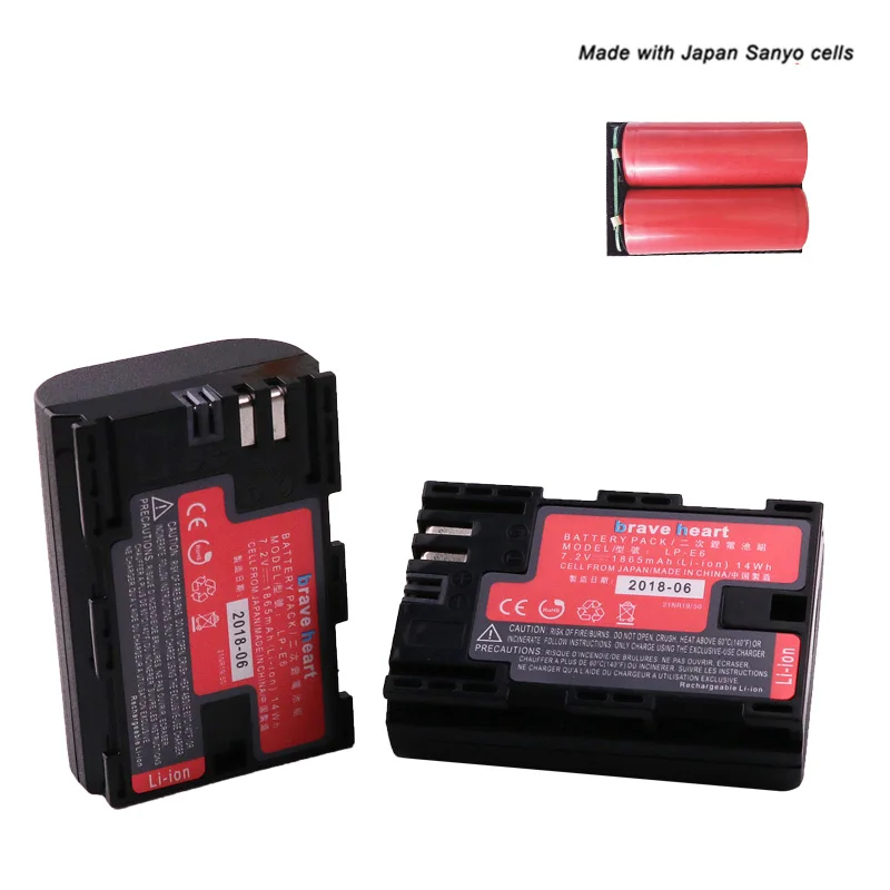 LPE6 LP-E6 LP E6 батарея Япония ячейки LP-E6N lp e6n LPE6N батарея для Canon LP-E6, LP-E6N, EOS 80D, 6D, 7D, 70D, 60D, 5Ds, 5D Mark - Цвет: 2battery