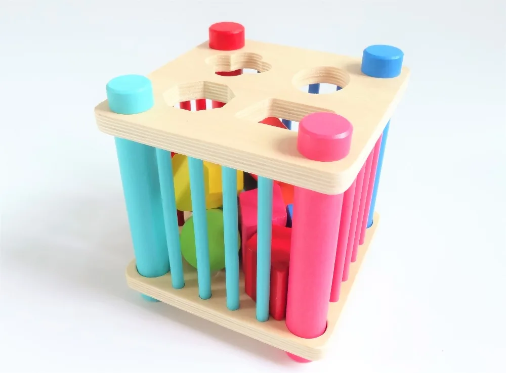 

MamimamiHome Baby Wooden Toys Multi - Functional Early Teaching Aids Intellectual Shape House Montessori Toys Building Blocks