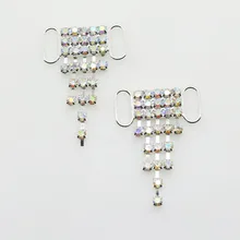 2017 neue 10Pcs 10*35MM AB Farbe shiny Bikini Rhinstone stecker/schnalle metall kette für schwimmen tragen bikini decorstion