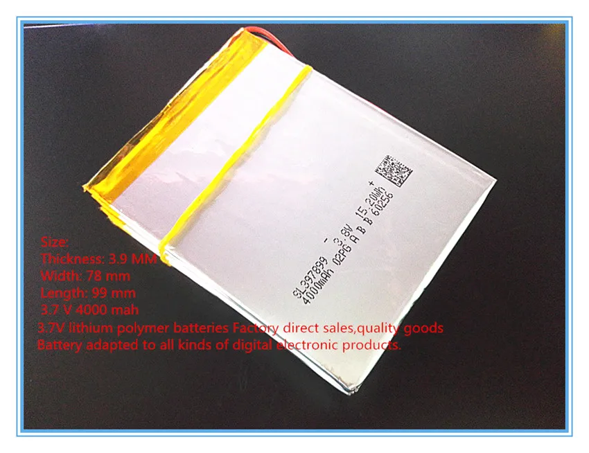 

3.7 V 4000 mah 7 inch song mei G2 tablet MID quality products lithium-ion Tablet polymer battery 397899