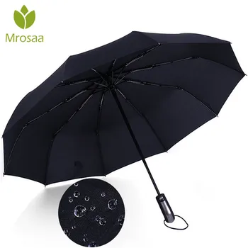 

New Wind Resistant Folding 10K Parasol Rain Women Auto Luxury Big Windproof Umbrellas Rain For Men Black Coating Automatic Umbr