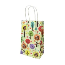 10 шт./партия канцелярский держатель рисунок с мультяшной совой крафт-бумажный пакет праздничные подарочные пакеты бумажные пакеты с ручками 21*13*8 см