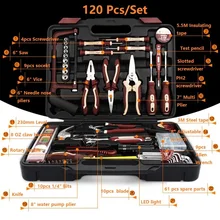 120pcs Electrical Repair Tools Household Tool Set Kitchen Mechanic Tool Kit Pliers Screwdrivers Sockets Wrenches Hammer Knife