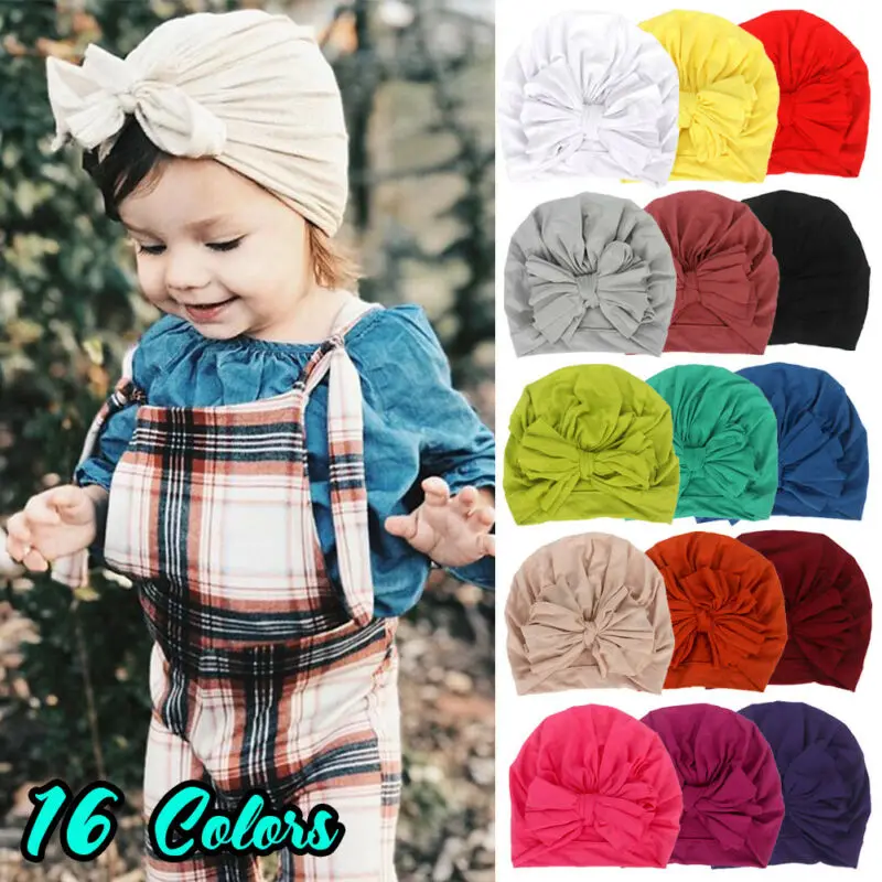 

Spring Autumn Newborn Baby Caps Cute Bowknot Beanie Hat Toddler Unisex Kids Boy Girl Soft Cotton Warm Hat Children 16 Colors
