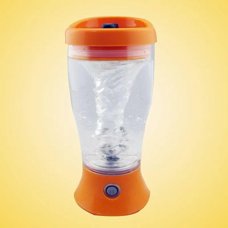 Новая герметичная электрическая кофейная бутылка для смешивания белка блендер шоколадное молоко автоматический миксер сывороточного протеина бутылка для воды с крышкой - Цвет: Оранжевый