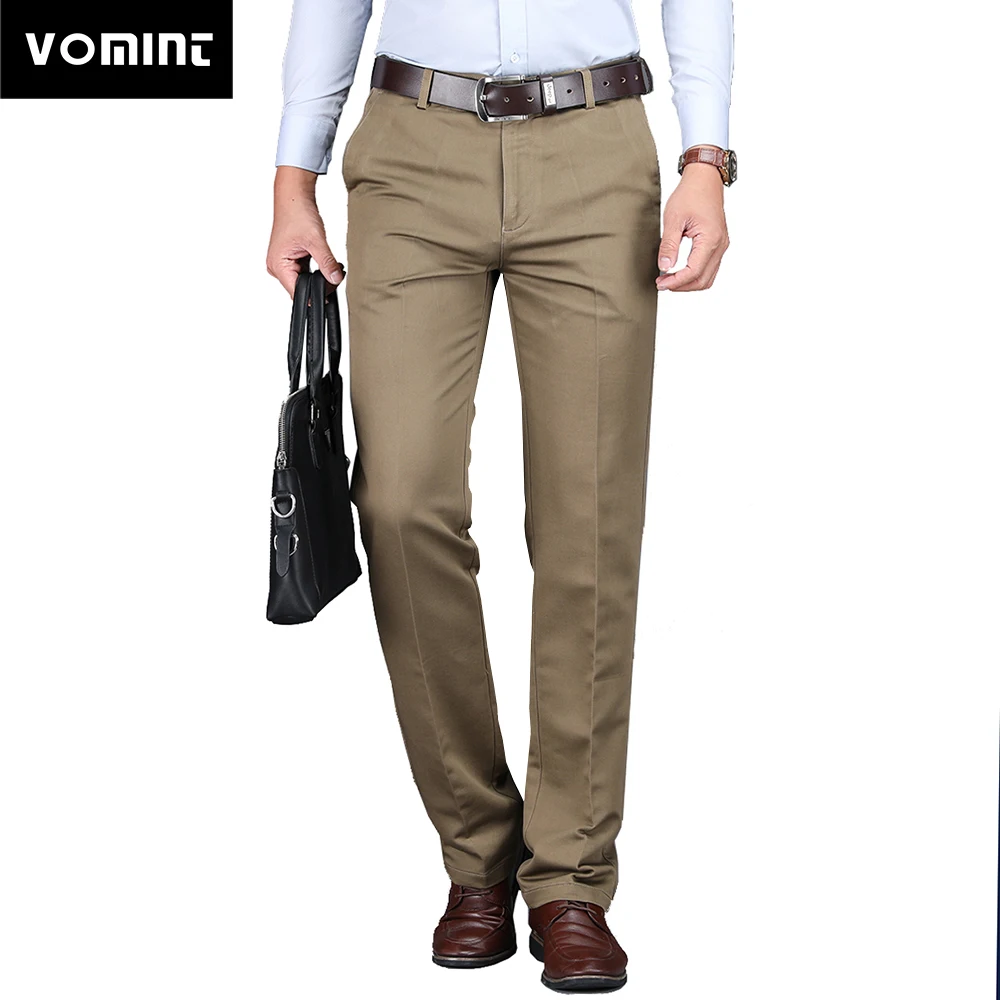 

Vomint 2019 New Men's Casual Pants Regular Straight Fit Fashion Basic Must Have Icon Work Suit Trousers Black Khaki Armygreen