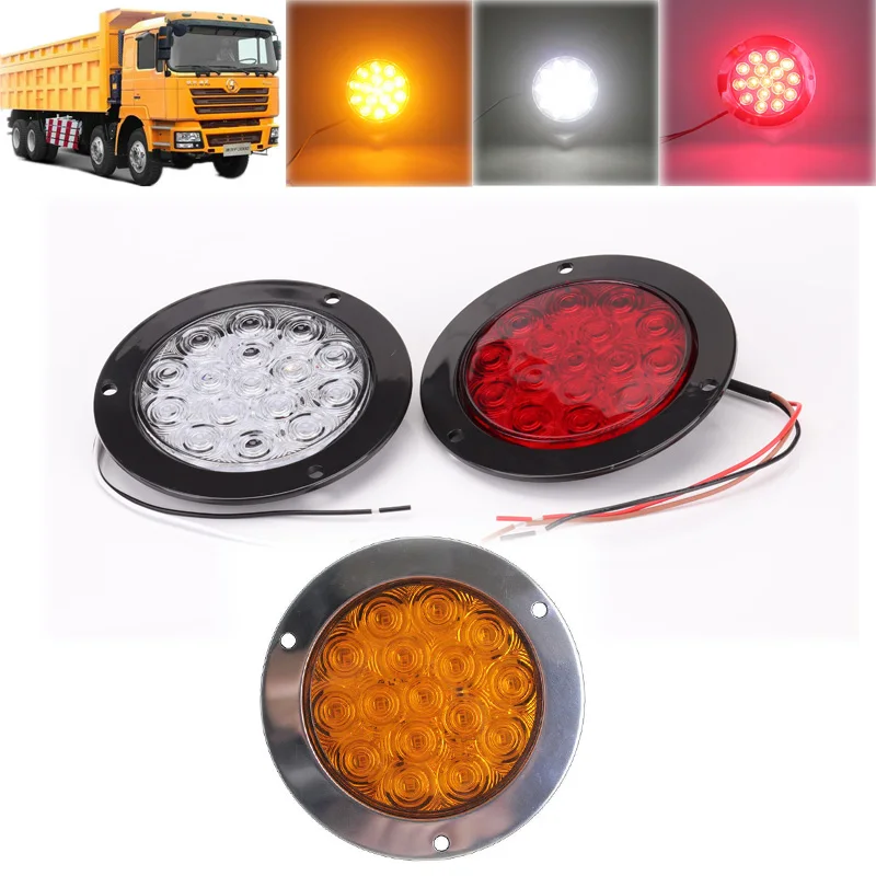 

12V 24V Round Aluminum 16 LED Truck Trailer Running Brake Tail Ligth SUV Lorry Brake Turn Signal Reverse Fog Lamp