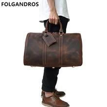 Мужские сумки для путешествий Crazy Horse из натуральной кожи, винтажные мужские сумки ручной работы с большой емкостью, повседневные деловые сумки для путешествий