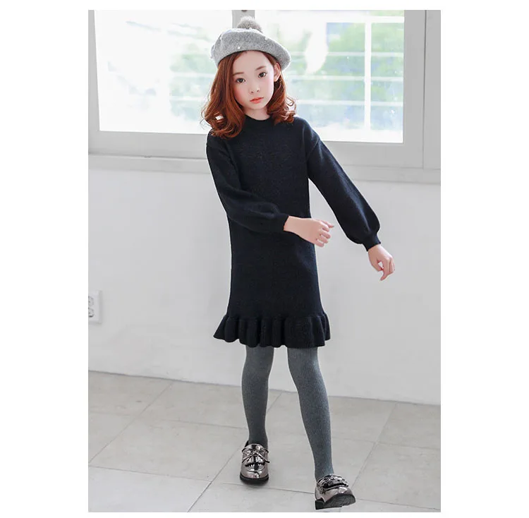 knitting sweater dresses for girls 11 10 years ruffles long sleeve little big girls princess dresses kids teenagers clothing  5 6 7 8 9 10 11 12 13 14 15 16 years little teenage big girls  children dress girls princess dress girls dress kids (14)