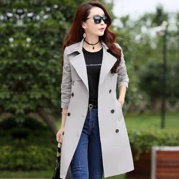 

2020 fashion Spring Autumn Long Trench Coats for Women casual Plus Size Double-breasted Windbreaker Outerwear female tops n686