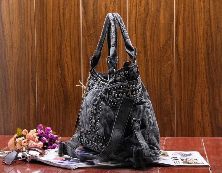 Design do vintage moda denim feminina saco