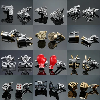 

Novelty fashion shirt cufflink Golf gun Boxing glove Gamblers dice design hotsale copper material cufflinks whoelsale&retail